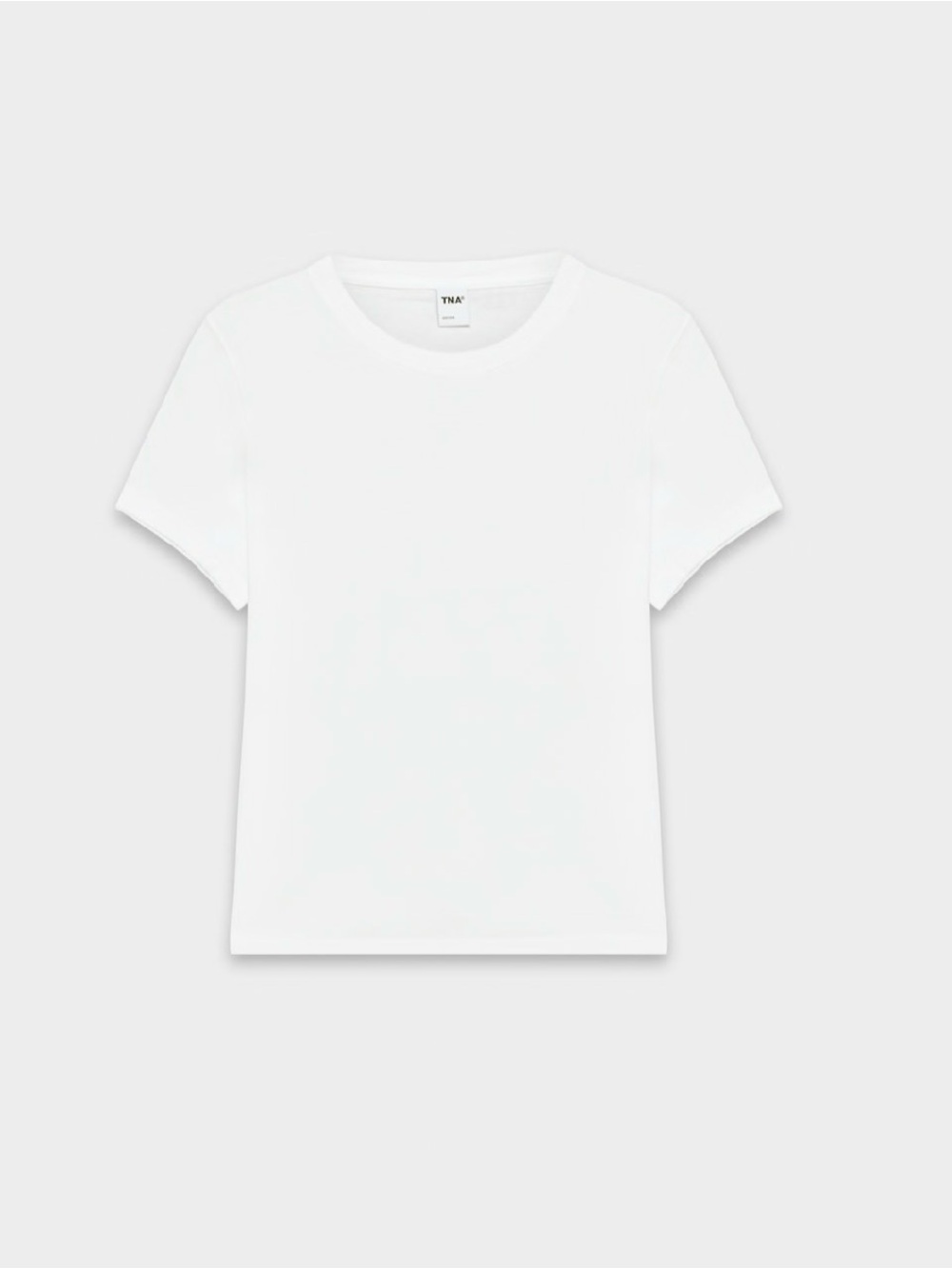 TNA White Crewneck T-Shirt with Small Black Chest Detail